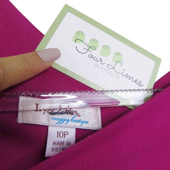 Ivy & Blu Raspberry Purple Shift Dress Midi Dress Size 10P Formal Classic - Picture 7 of 7